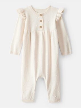 Carter's Cream Knit Ruffle One-Piece